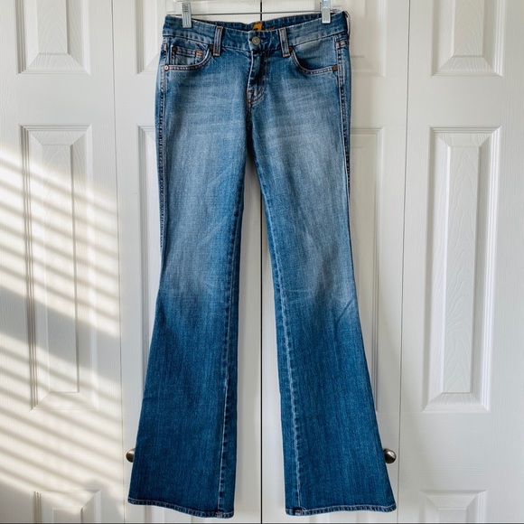 7 For All Mankind Denim - 7 For All Mankind Medium Wash Flare Blue Jeans 26